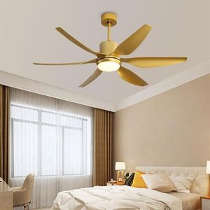 Ventilateurs de plafond 56 pouces Gold LED moderne avec des lumières grande quantité de salon de vent DC FAN LAMP RÉLOCE COMMANDE268X