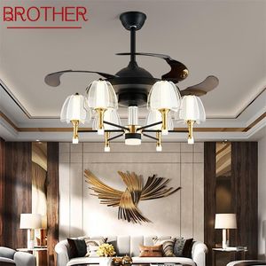 Plafondventilatoren Brother Fan Lamp met afstandsbediening Invisible Blade LED -armaturen Home Decoratief voor Living Room Slaapkamer Restaurant