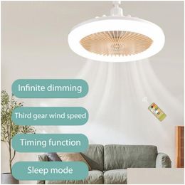 Ventilateurs de plafond lampe à fans dimmable avec télécommande Chambre moderne décorative E27 Ventilateur électrique Laux de livraison d'éclairage Ind Dhwgd