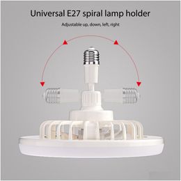 Ventilateurs de plafond lampe à fans dimmable avec télécommande Chambre moderne décorative E27 Ventilateur électrique Lumières de livraison d'éclairage Ind Dh2ng