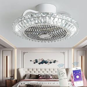 Ventilateurs de plafond Ventilateur avec lumière Dimmable Cristal Télécommande Lampe décorative Chambre d'enfant Salon Éclairage intérieur Plafond