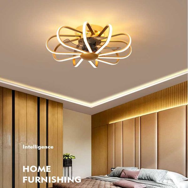 Ventiladores de techo Inverter Fan Light Nordic Creative con un dormitorio Restaurante LED Piso bajo