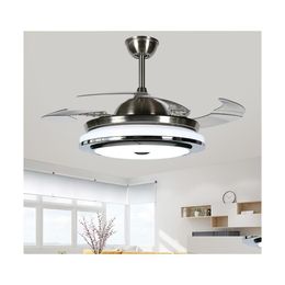 Ventilateurs de plafond Moderne Invisible Ventilateur Lumières Acrylique Feuille Led 110V / 220V Contrôle Sans Fil Lumière Drop Livraison Éclairage Intérieur Dhczr