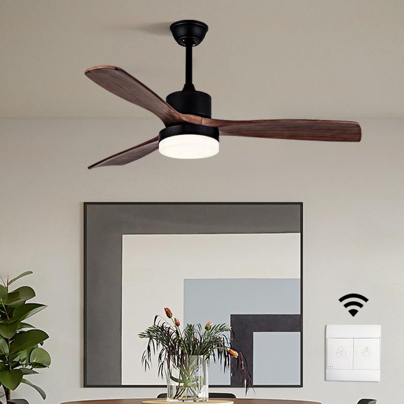 Takfläktar Modern Natural Wood Leaf Fan med LED -lampor Hög kvalitet för salong vardagsrum sovrum kök heminredning