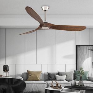 Plafondventilatoren Moderne vintage houten ventilator zonder lichten Loft Wood met afstandsbediening Decoratief huis DC 220V