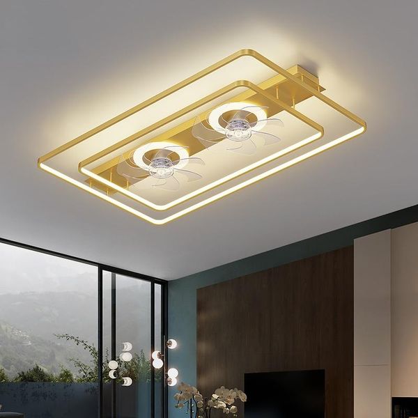 Ventilateurs de plafond Lumière LED intelligente nordique avec ventilateur pour salon Télécommande incluse Lampes de lustre montées en surface AC 110V ou 220VCeiling