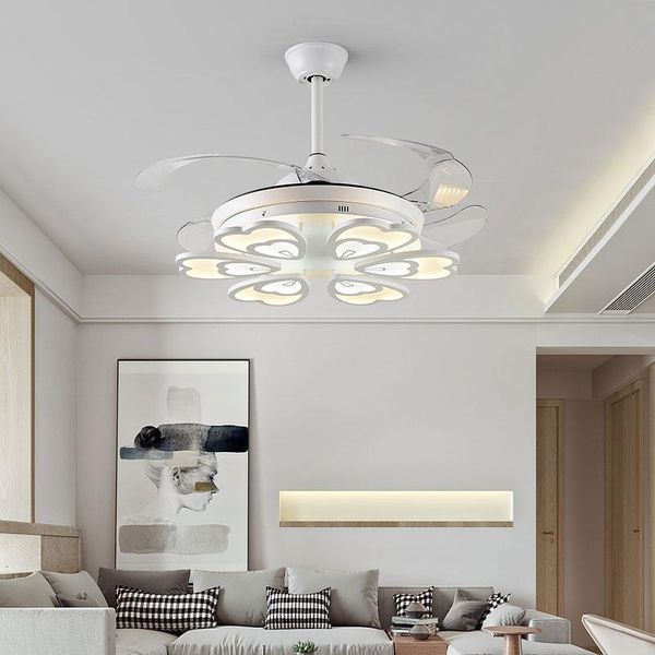 Ventilateurs de plafond acrylique de 42 pouces ventilateur de t￩l￩commande avec des formes de fleurs cr￩atives l￩g￨res Crystal LED