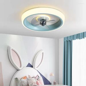 Ventilateurs de plafond avec lumières et application intelligente, télécommande, pales invisibles, lampe silencieuse pour la maison, chambre d'enfant