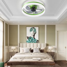 Ventilateurs de plafond avec lumières LED à intensité variable Installation intégrée de ventilateurs de plafond modernes et fins (vert)