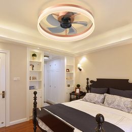 Ventiladores de techo con luces LED regulables Instalación integrada de ventiladores de techo modernos y delgados (oro rosa) - L6018