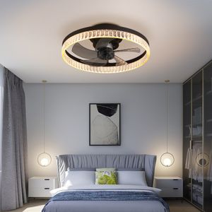 Ventiladores de techo con luces, ventilador de araña LED con anillo minimalista con control remoto, lámpara de techo moderna para dormitorio, guardería, sala de estar
