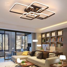 plafond LED -licht plafondlamp voor woonkamer slaapkamer keuken led kroonluchters zwarte vierkante body app/afstandsbediening lustres