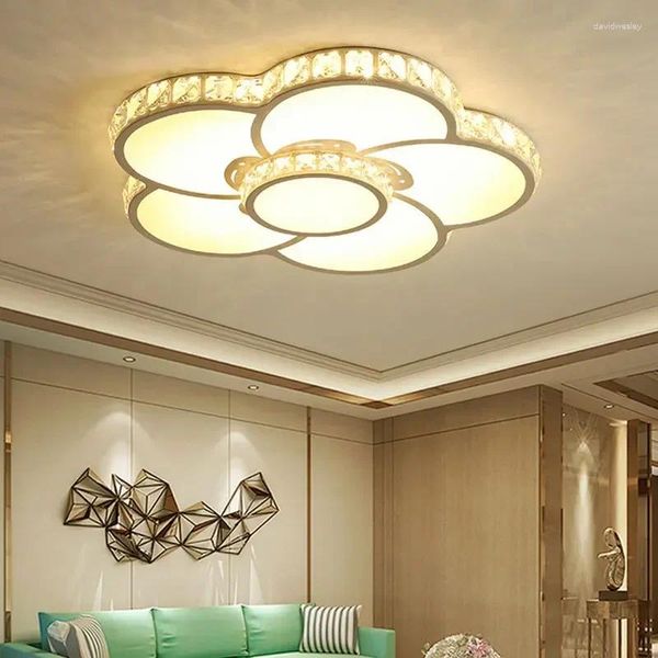 Luces de techo 110V220V LED Inteligencia de voz Lámpara de flores de cristal en la sala de estar Comedor Dormitorio Iluminación de luz principal