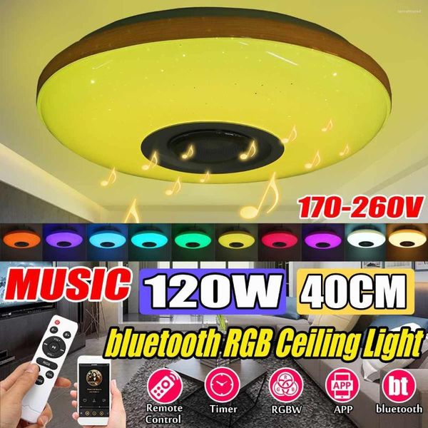 Luces de techo 120W Lámpara moderna Smart Rgb Luz Música Led Iluminación interior Aplicación Bluetooth 170-260V 40cm