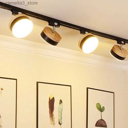 Plafonniers 12W nordique LED lampe sur Rail moderne en bois plafond Rail spot luminaire sur Rail pour la maison Restaurant magasin de vêtements décor Q231012
