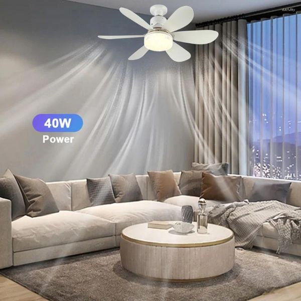 Plafonniers 2 en 1 ventilateur électrique avec ventilateurs télécommandés LED 6 pales lumière variable pour chambre salon