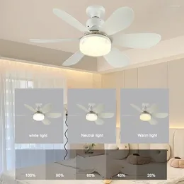 Plafondverlichting 2 in 1 ventilatoren met LED -afstandsbediening Modern Lamp Fan 6 Blades Dimable Light voor slaapkamer woonkamer