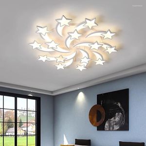 Plafondlampen 2022 Moderne ster LED kroonluchter met afgelegen slaapkamer eetkamer levende jongen studeer kamer hal salon huislamp indoor verlichting