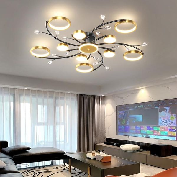 Luces de techo 2022, lámpara de araña LED moderna nórdica para decoración, sala de estar, dormitorio, pasillo, Loft con Control remoto