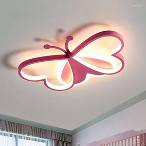 Plafondverlichting 2024 LED Kroonluchter Voor Kinderen Slaapkamer Dimbare Vlinderlamp Kinderen 110 V/220 V Winfordo Verlichting