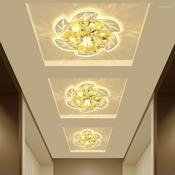 Luces de techo de 20 cm, luz LED moderna de cristal, accesorio de flores, lámpara de araña de montaje en superficie, cocina, sala de estar, dormitorio, pasillo, 110 V/220 V