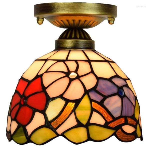 Plafonniers 20 cm vitrail de lampe suspendue lampe à lampe baroque candeeiro tecto LED décoration intérieure Tiffany Light