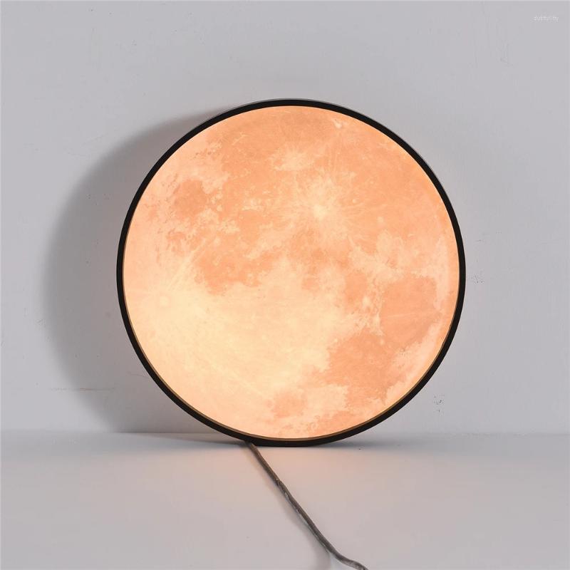 Taklampor 220V Rund LED-lampan trefärgad dimning månmönster ljuskrona för sovrum vardagsrummet daglig belysning