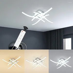 Luces de techo 24 W LED moderno LED AC85-265V Lámpara de araña de atenuación con control remoto para decoración de la sala de estar Diseño curvo negro/blanco