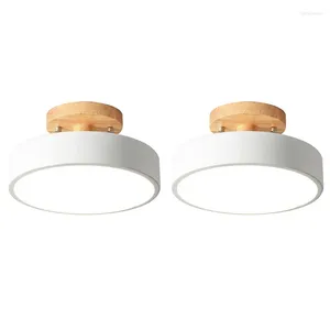 Plafondlampen 2x moderne LED Scandinavische houten verlichtingsarmatuur binnenarmatuur keuken woonkamer slaapkamer badkamer wit