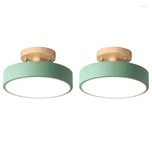 Plafondverlichting 2x moderne led Noordse houten verlichting beboete binnenligging Luminaire keuken woonslaapkamer badkamer groen