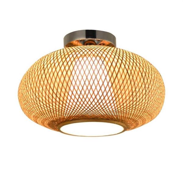 Plafonniers 32 40 50cm bambou osier rotin rond tissé luminaire naturel japonais pays vintage encastré plafon la261t