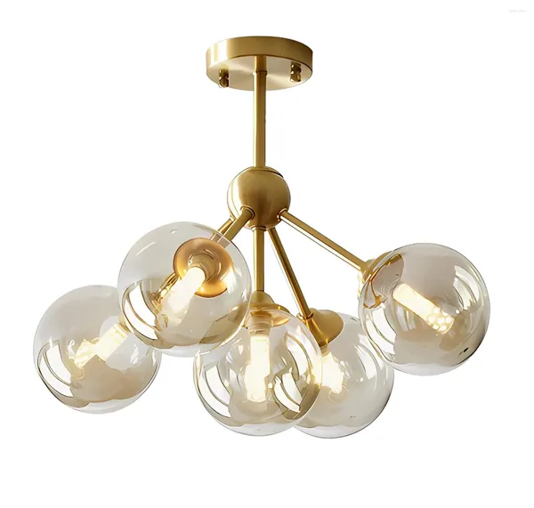 Plafonniers 5-Light Amber Globe Globe Chandelier Bruss