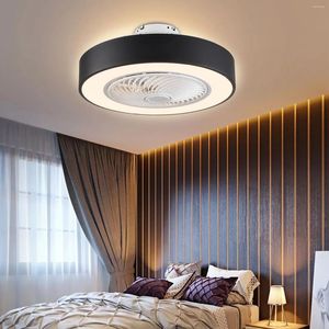 Plafonniers 55cm fermé ventilateur rond lumière LED télécommande lustre lampe