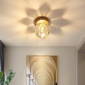 Plafondlampen all-copper licht luxe kristallen gangpad lamp veranda postmoderne minimalistische hal trap loopbrug led decoratief