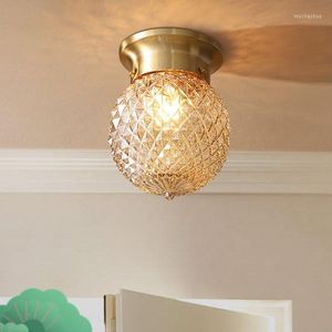 Plafonniers américains cuivre LED moderne verre Plafonnier chambre éclairage lampe luminaires lampara De Techo