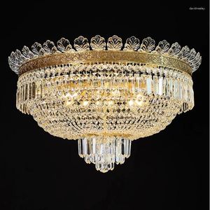 Plafondlampen Amerikaanse kristallen armatuur Europese vintage koperen kroonluchters Lampen Luxe huis Art Decor Glans Lamparas