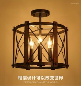 Plafondlampen American Industrial Vintage Loft Style Circle Circle Smeed Iron Aisle Lamp Foyer Cafe Decoration Light