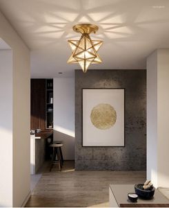 Plafondlampen Amerikaans stijl lamp atmosferisch en eenvoudige Nordic All-Copper Balcony Porch Cloakroom Corridor Lampen