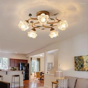 Plafondlampen Amerikaans stijl licht ontwerp Noordse minimalistische glazen bloem slaapkamer woonkamer decoratie