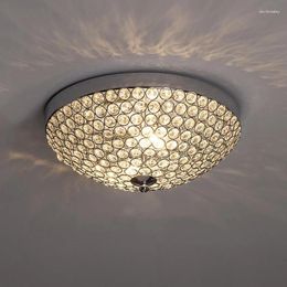 Plafondlampen Amerikaans stijl licht luxe kristallen decoratie led familie slaapkamer el corridor zilver semi-cirkelvormige e14 lamp