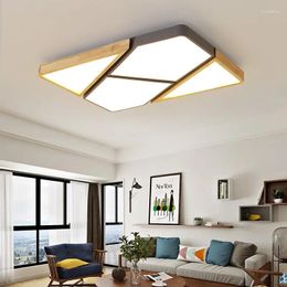 Plafonniers Arrivée Lampe LED géométrique en bois pour salon cuisine salle à manger bureau étude chambre décoration de la maison