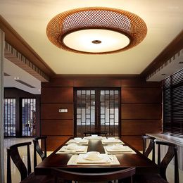 Plafonniers lampe en bambou Tatami Restaurant salon de thé simple moderne chinois salon étude chambre tissée