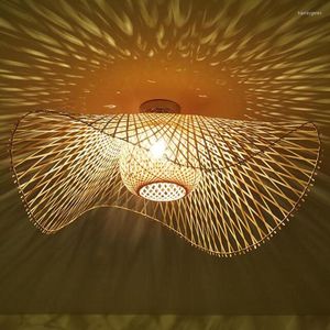 Plafondlampen bamboe lampen Azië -stijl hangende verlichtingslamp voor el project coffeeshop woonkamer
