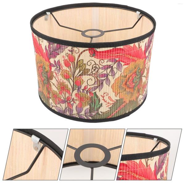 Plafonniers Bambou Abat-Jour Fleur Lustre Remplacement Impression Baril Nuances Métal Chevet Vintage Table Couverture