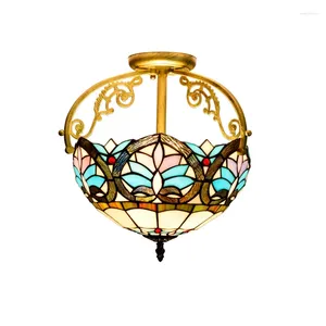 Plafondlampen barokke tiffany gekleurde glazen gang kroonluchter voor woonkamer el restaurant semi -hangende led -lamp