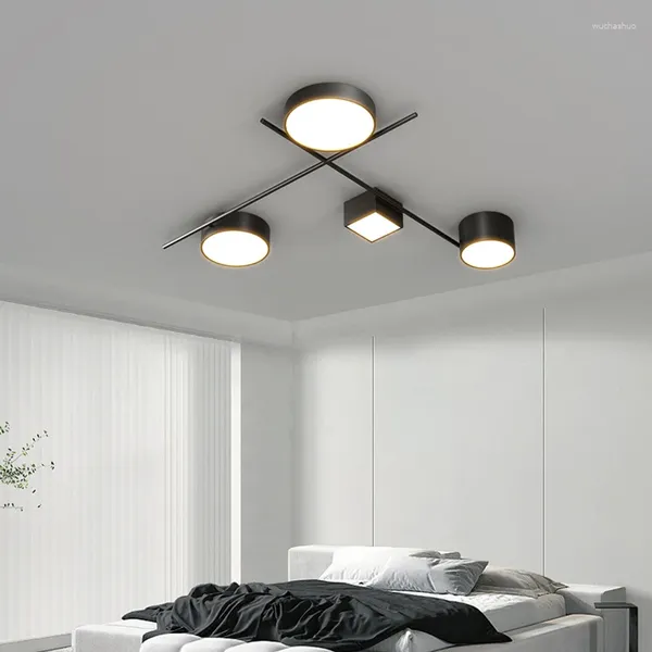 Plafonniers Chambre LED Lumière Noir Blanc Décoration Lustres Modernes Pour Salon Étude Bureau Luminosité Dimmable Lampe Intelligente