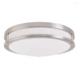 Plafondlampen bhg 14 inch geïntegreerde metalen dubbele ring spoeling licht geborstelde nikkelafwerking