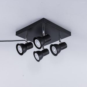 Plafondlampen Zwart 360 graden roteerbare LED -oppervlak Mount Verstelbaar Lichte armatuur Vintage Loft Lamp Woonkamer keuken