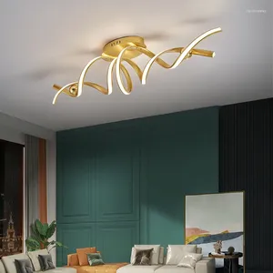 Plafondverlichting Zwart/Goud Moderne LED Voor Woonkamer Eetkamer Slaapkamer Keuken Binnenlamp Met Afstandsbediening Armatuur