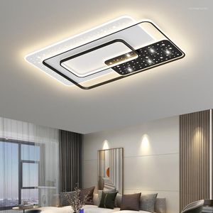 Plafondlampen zwart grijs led kroonluchter eenvoudige sfeer voor woonkamer slaapkamer moderne huis indoor verlichting decor ijzer acryllampen